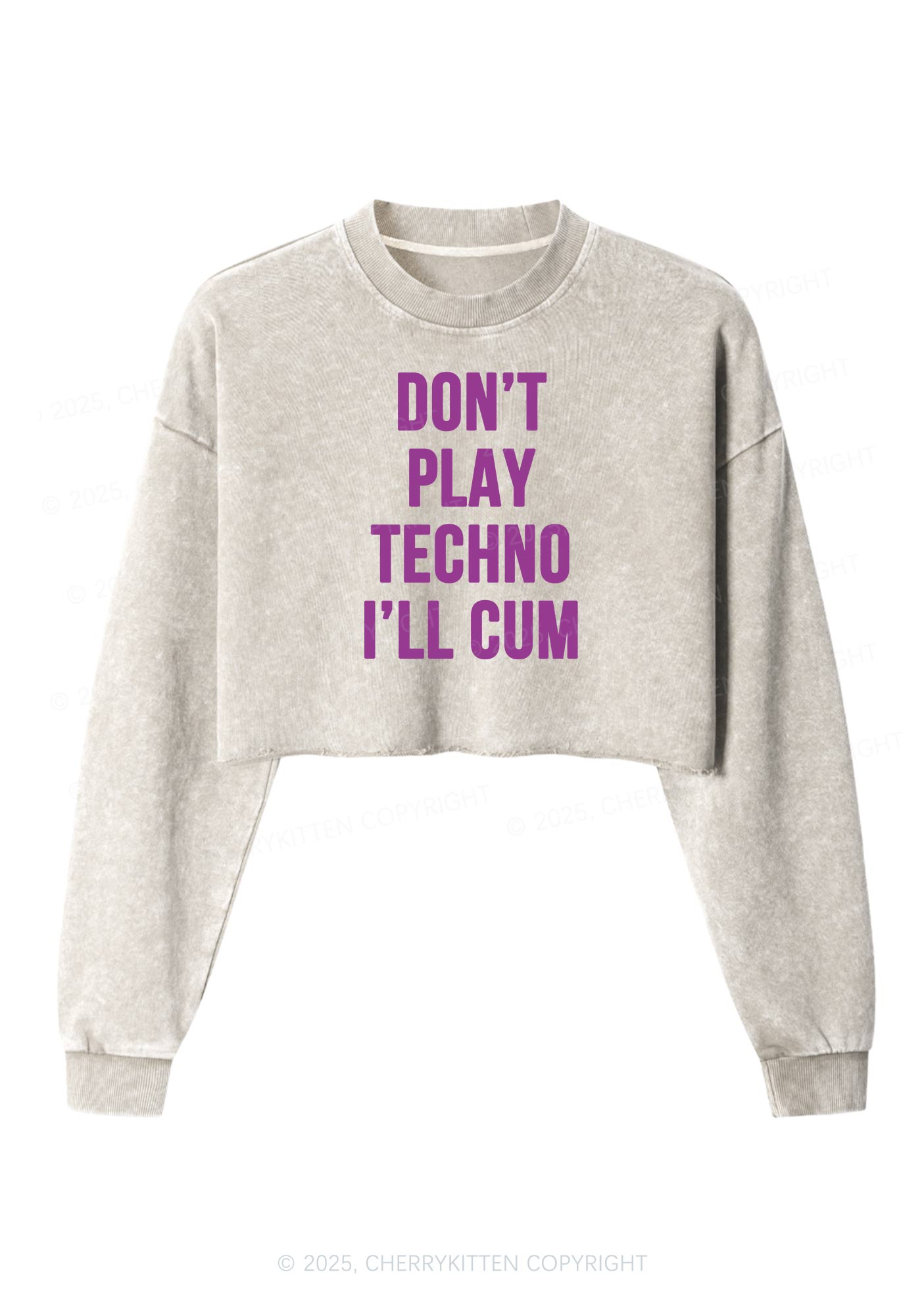 Dont Play Techno Y2K Crop Washed Sweatshirts Cherrykitten