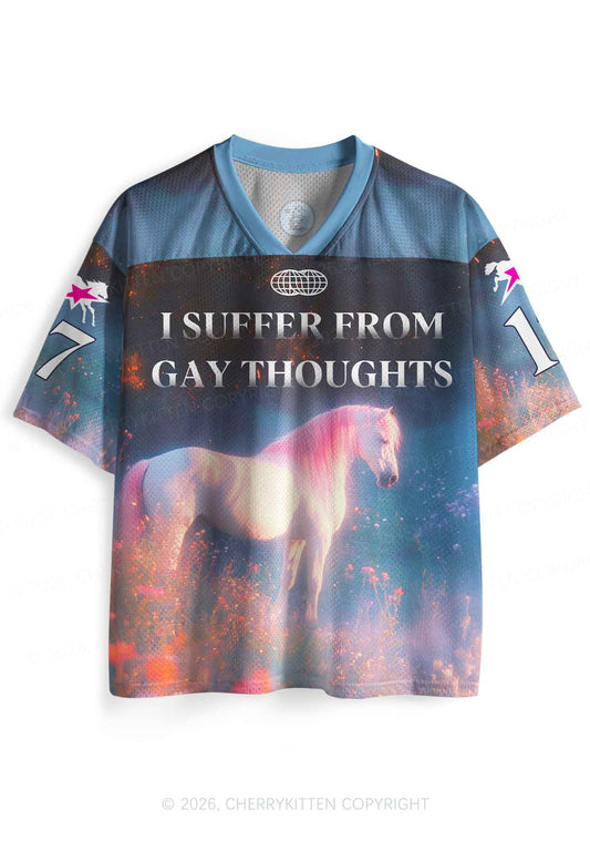 Pink Hair Horse Suffer From Gay Thoughts Pride Y2K Sport Jersey Shirts Cherrykitten