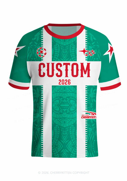 Custom Green Mexican Flag Y2K Football Jersey Shirts Cherrykitten