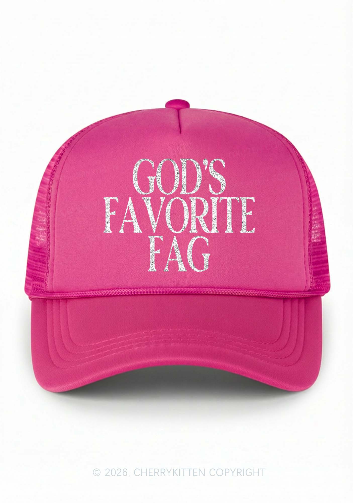 Glitter Gods Favorite Fag Pride Y2K Trucker Hat Cherrykitten
