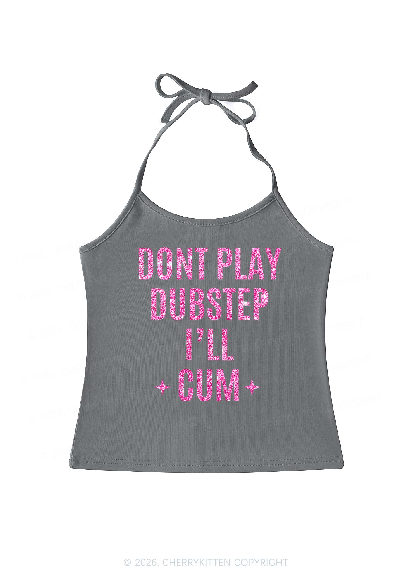 Glitter Dont Play Dubstep Y2K Halter Neck Cami Cherrykitten