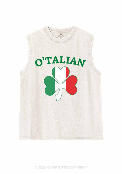 OTalian Shamrock St Patricks Y2K Washed Tank Cherrykitten
