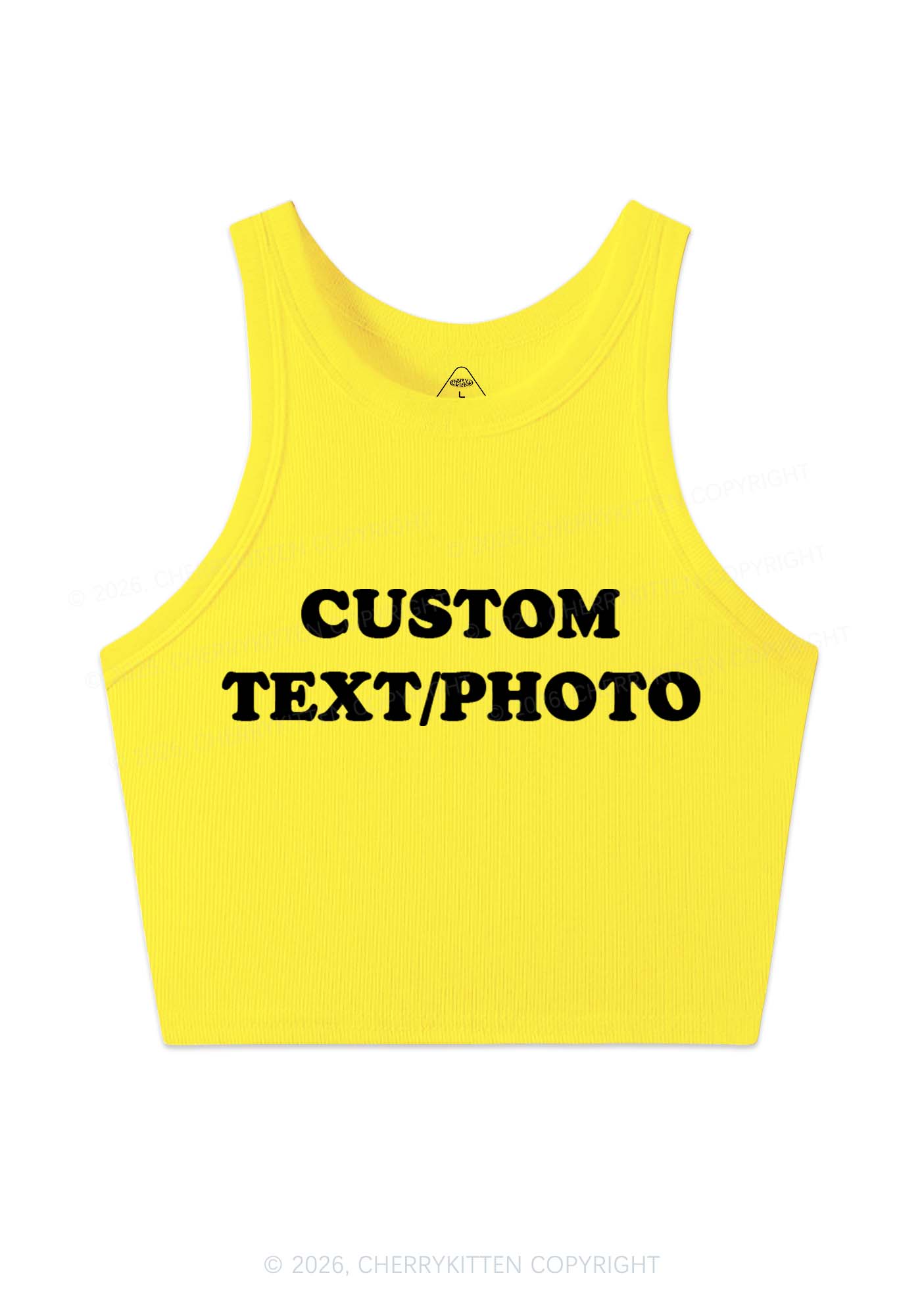 Custom Text Y2K Crop Tank Top Cherrykitten