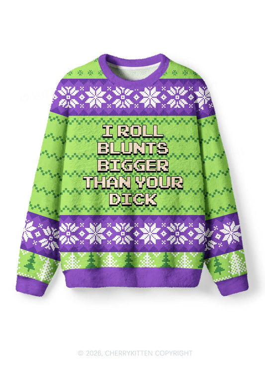 I Roll Blunts Y2K Christmas Knit Sweatshirt Cherrykitten