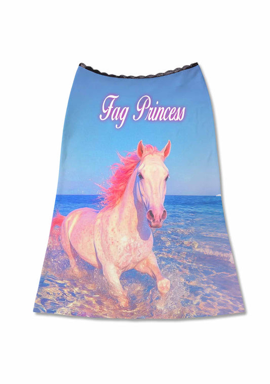 Blue Fag Princess Horse Pride Y2K Print Midi Skirt Cherrykitten