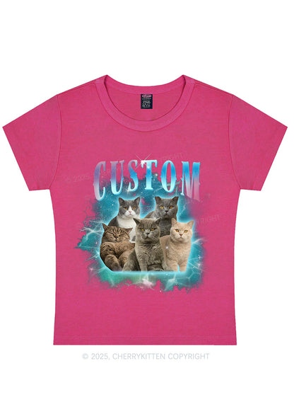 Custom Cat Photo Art Y2K Baby Tee Cherrykitten