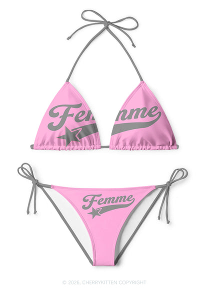 Grey Femme Pride Y2K Print Bikini Set Cherrykitten