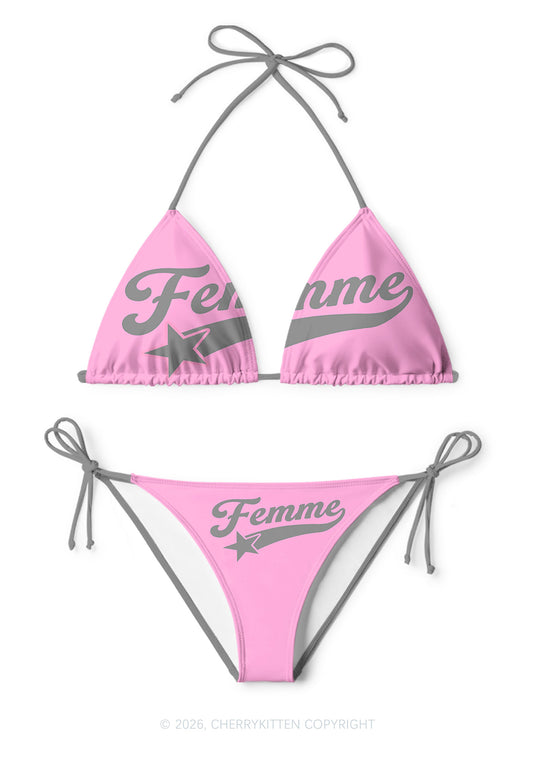 Grey Femme Pride Y2K Print Bikini Set Cherrykitten