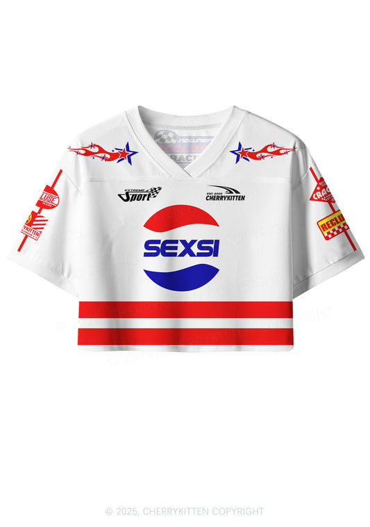 Custom Red Blue Sexsi Y2K Crop Sport Jersey Shirts Cherrykitten