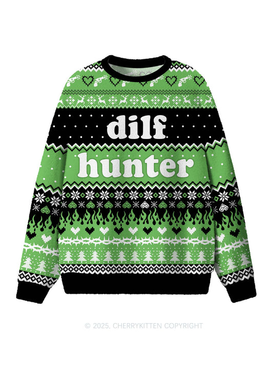 Green Hunter Y2K Christmas Knit Sweatshirt Cherrykitten