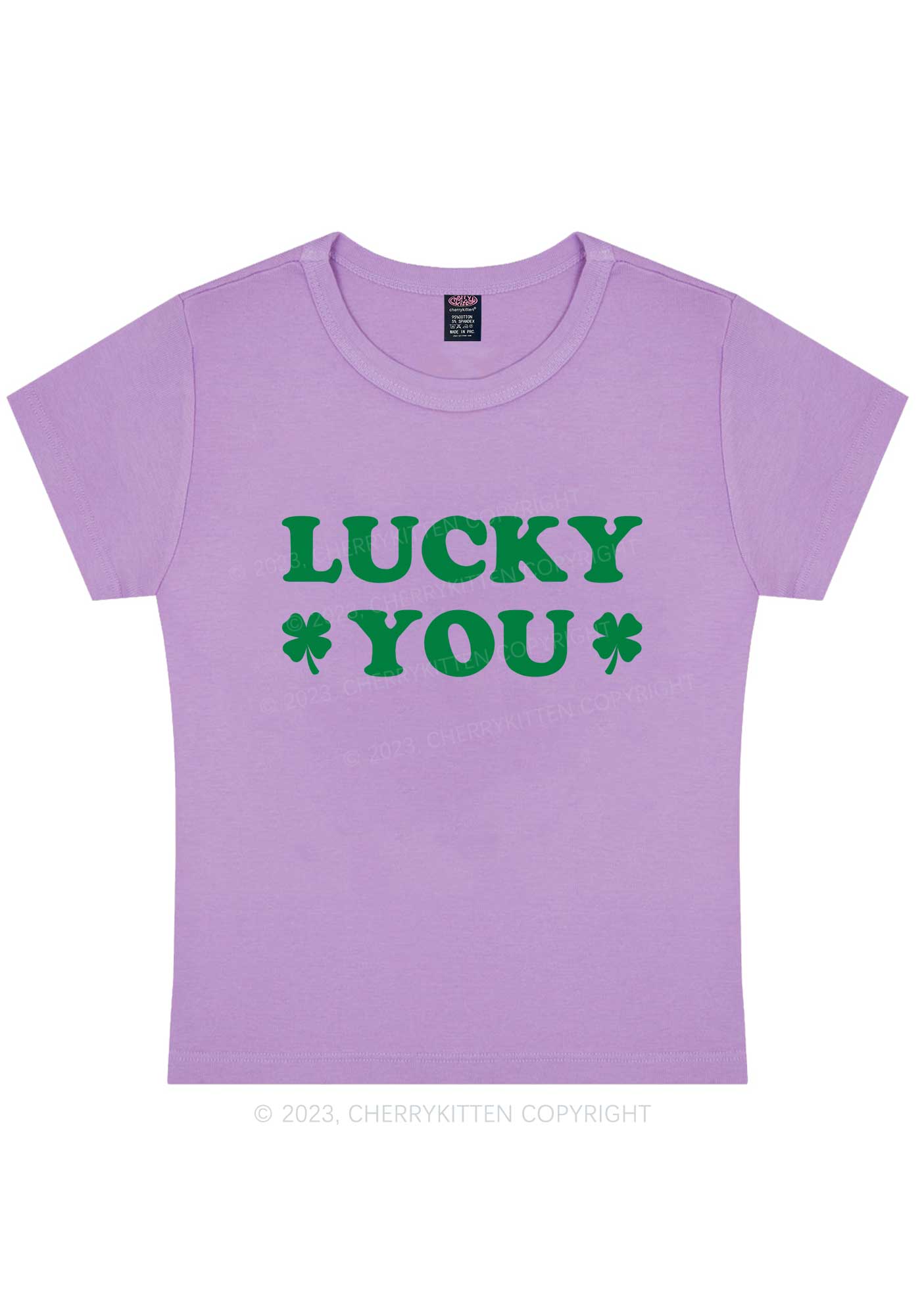 Lucky Green St Patricks Y2K Baby Tee Cherrykitten