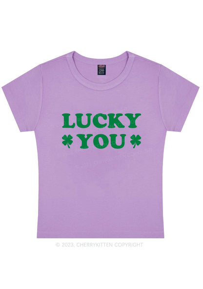 Lucky Green St Patricks Y2K Baby Tee Cherrykitten