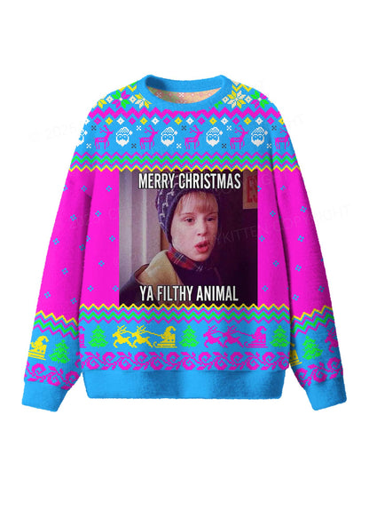 Ya Filthy Animal Y2K Christmas Knit Sweatshirt Cherrykitten