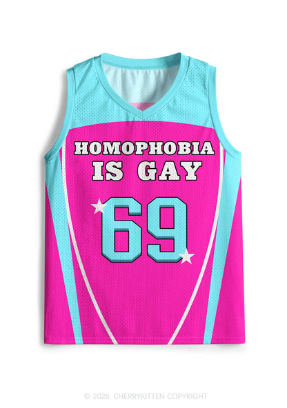 Hot Pink Homophobia Is Gay Pride Y2K Sport Jersey Tank Cherrykitten