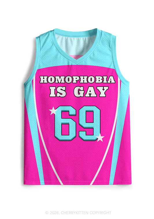 Hot Pink Homophobia Is Gay Pride Y2K Sport Jersey Tank Cherrykitten