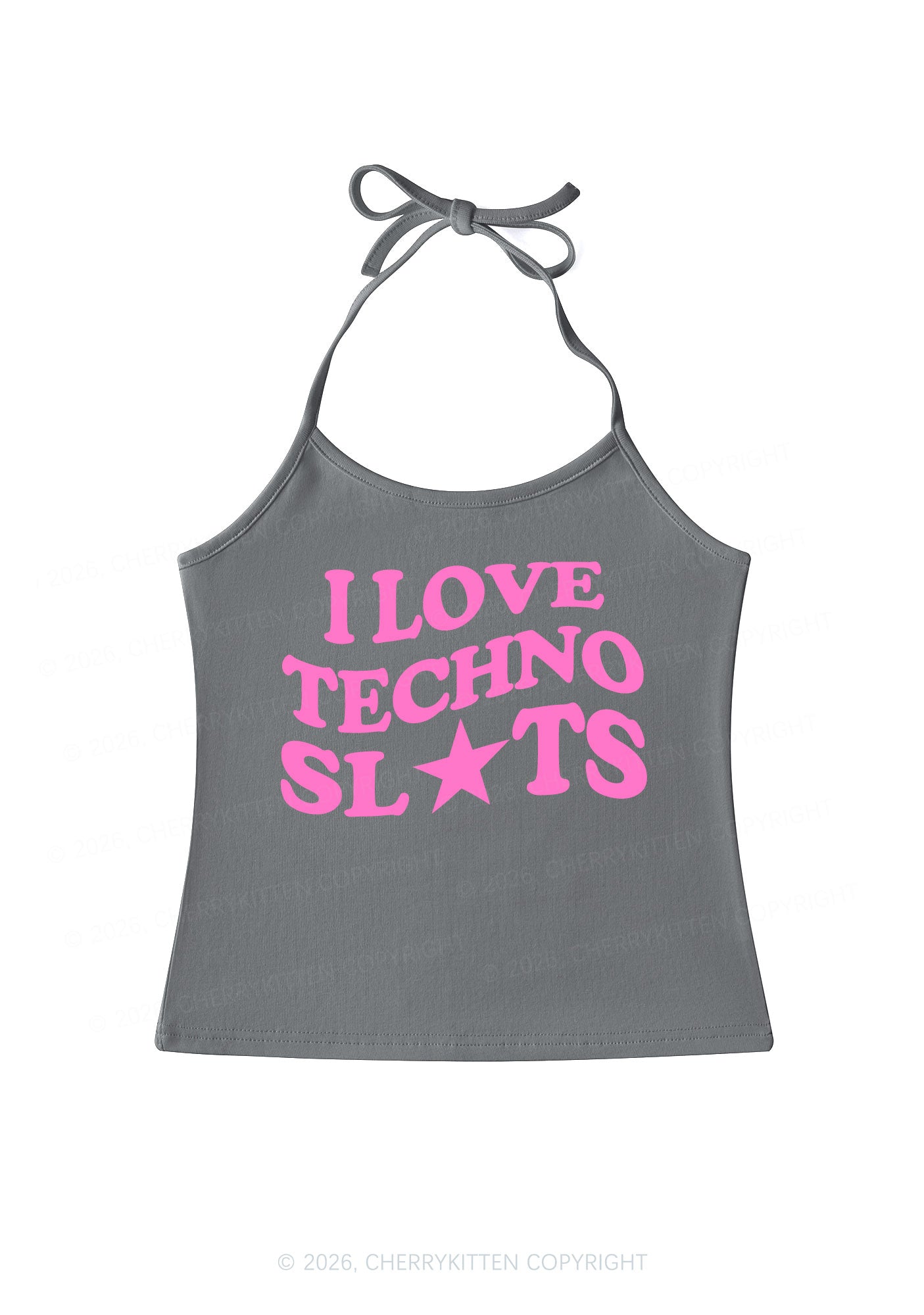 I Love Techno Slxts Y2K Halter Neck Cami Cherrykitten