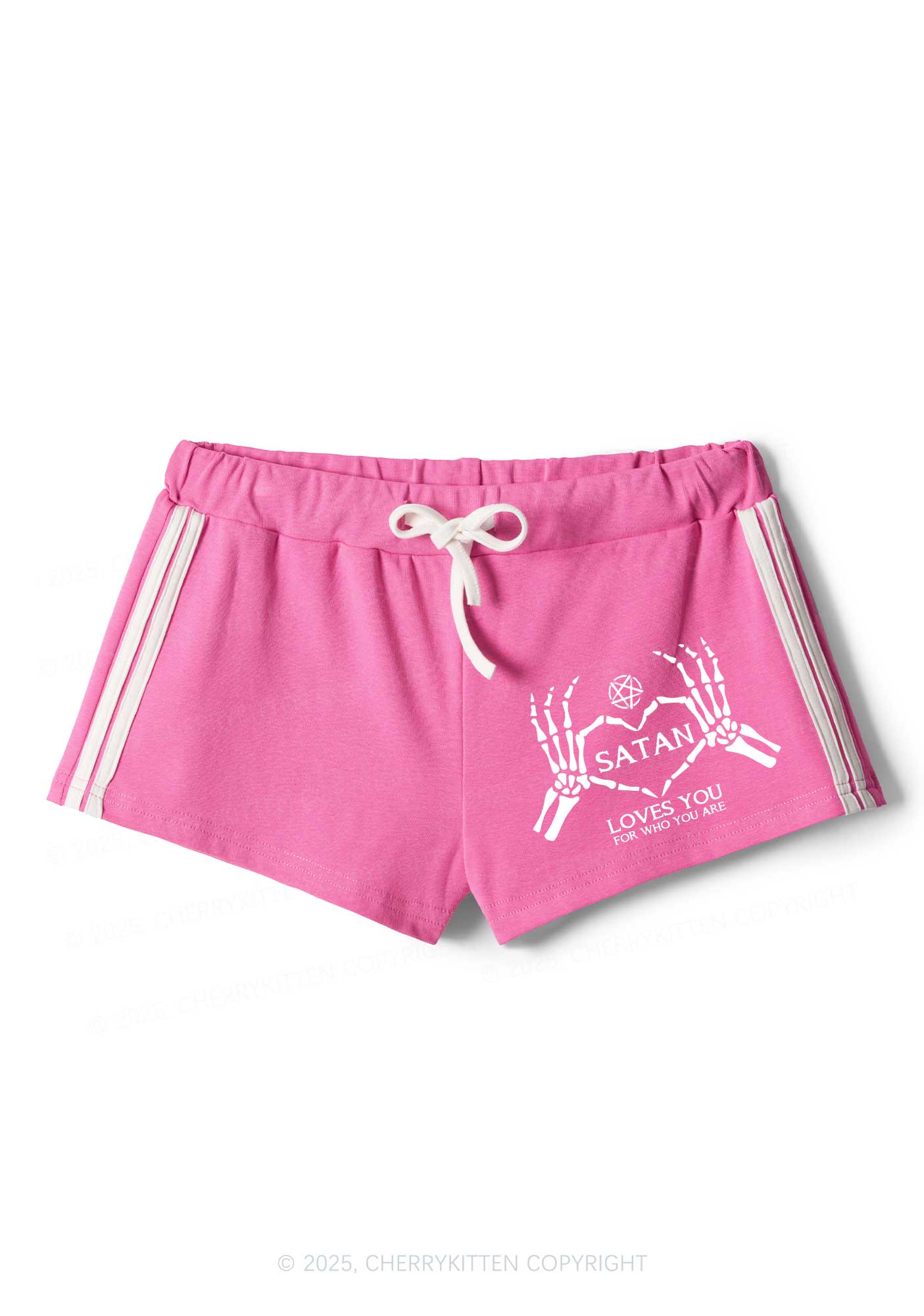 Halloween Satan Loves You Y2K Drawstring Mini Shorts Cherrykitten