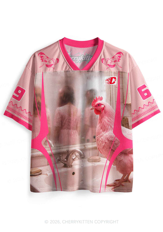 Pink Lace Chicken Y2K Sport Jersey Shirts Cherrykitten