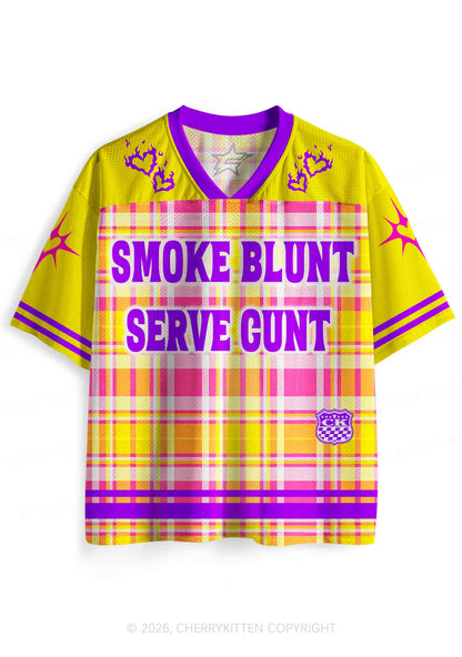 Smoke Blunt Yellow Plaid Y2K Sport Jersey Shirts Cherrykitten