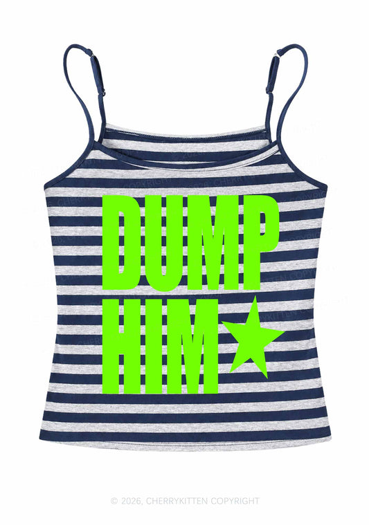 Dump Him Y2K Navy Grey Striped Spaghetti Strap Cami Cherrykitten