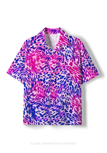 Bisexual Leopard Pride Y2K Print Hawaiian Shirt Cherrykitten