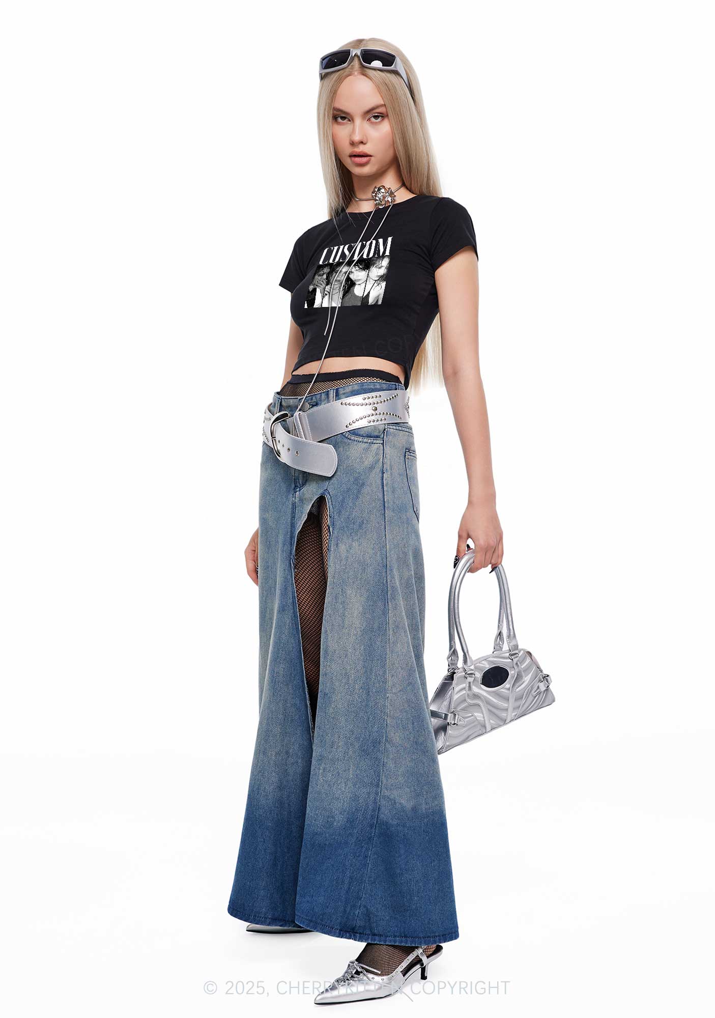 Custom Baddie Girls Photo Y2K Baby Tee Cherrykitten