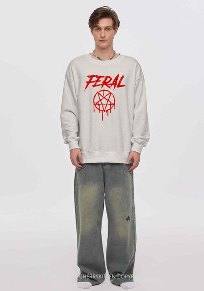 Halloween Feral Y2K Washed Sweatshirts Cherrykitten