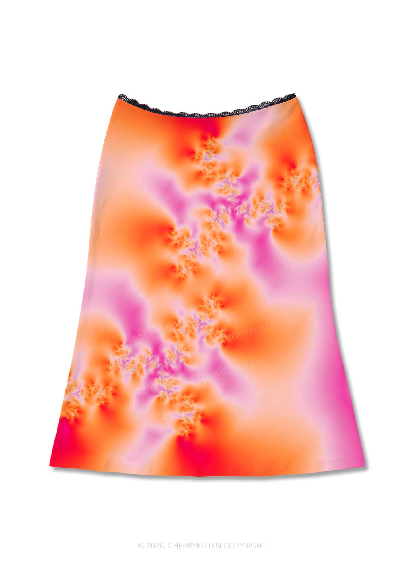 Lesbian Thermal Pride Y2K Print Midi Skirt Cherrykitten