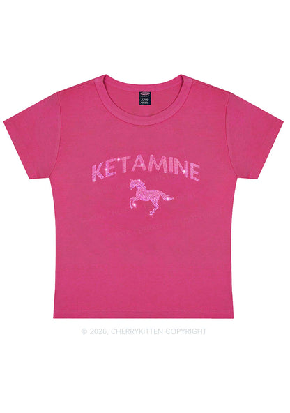 Rhinestone Pink K Unicorn Y2K Baby Tee Cherrykitten