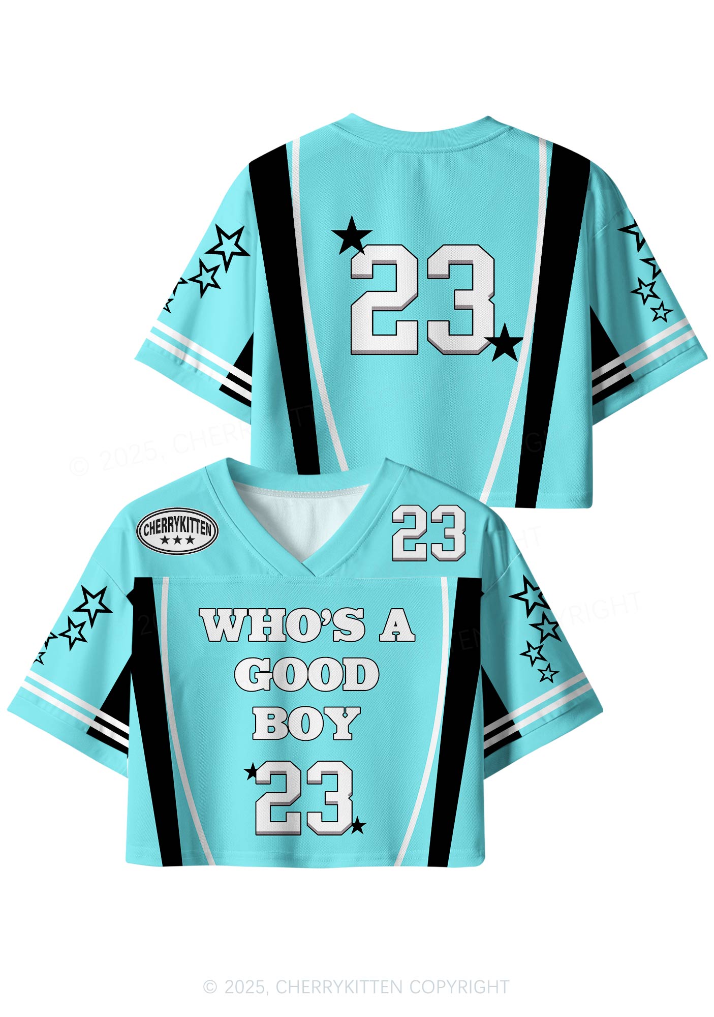 Custom Blue Whos A Good Boy Y2K Crop Sport Jersey Shirts Cherrykitten