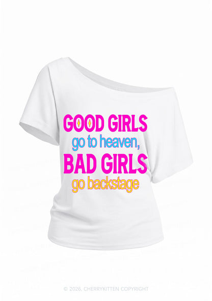 Bad Girls Go Backstage Y2K Off Shoulder Tee Cherrykitten