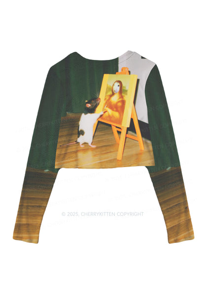 Painting Ratz Y2K Mesh Long Sleeve Crop Top Cherrykitten