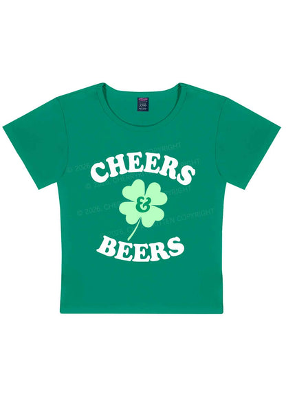 Cheers And Beers St Patricks Y2K Baby Tee Cherrykitten