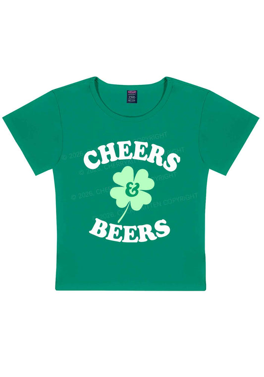 Cheers And Beers St Patricks Y2K Baby Tee Cherrykitten