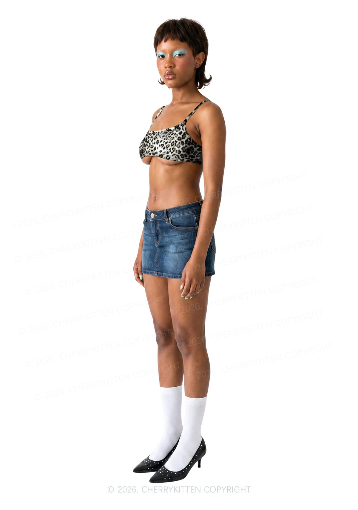 Wild Leopard Y2K Print Super Crop Cami Cherrykitten