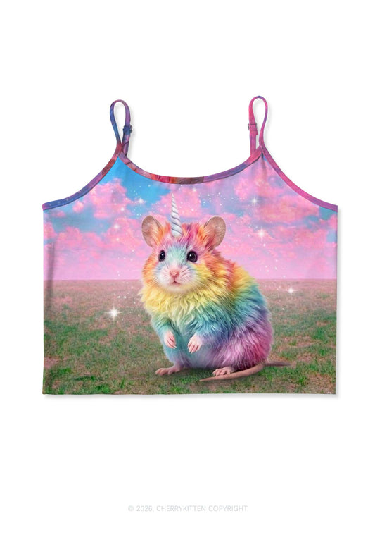 Unicorn Rat Pride Y2K Print Cami Crop Top Cherrykitten