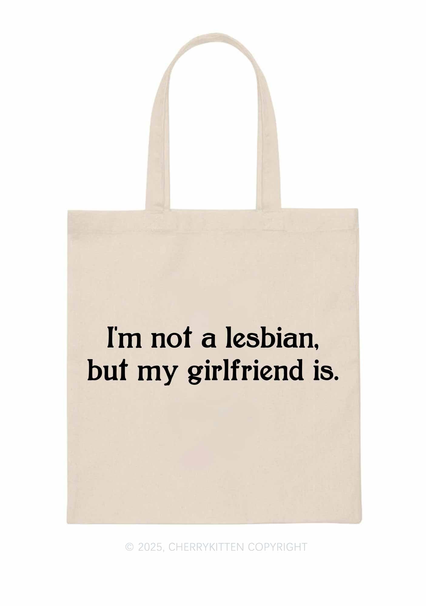 My Girlfriend Is Lesbian Pride Y2K Canvas Tote Bag Cherrykitten
