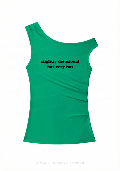 Slightly Delusional But Very Hot Y2K Off Shoulder Tank Top Cherrykitten