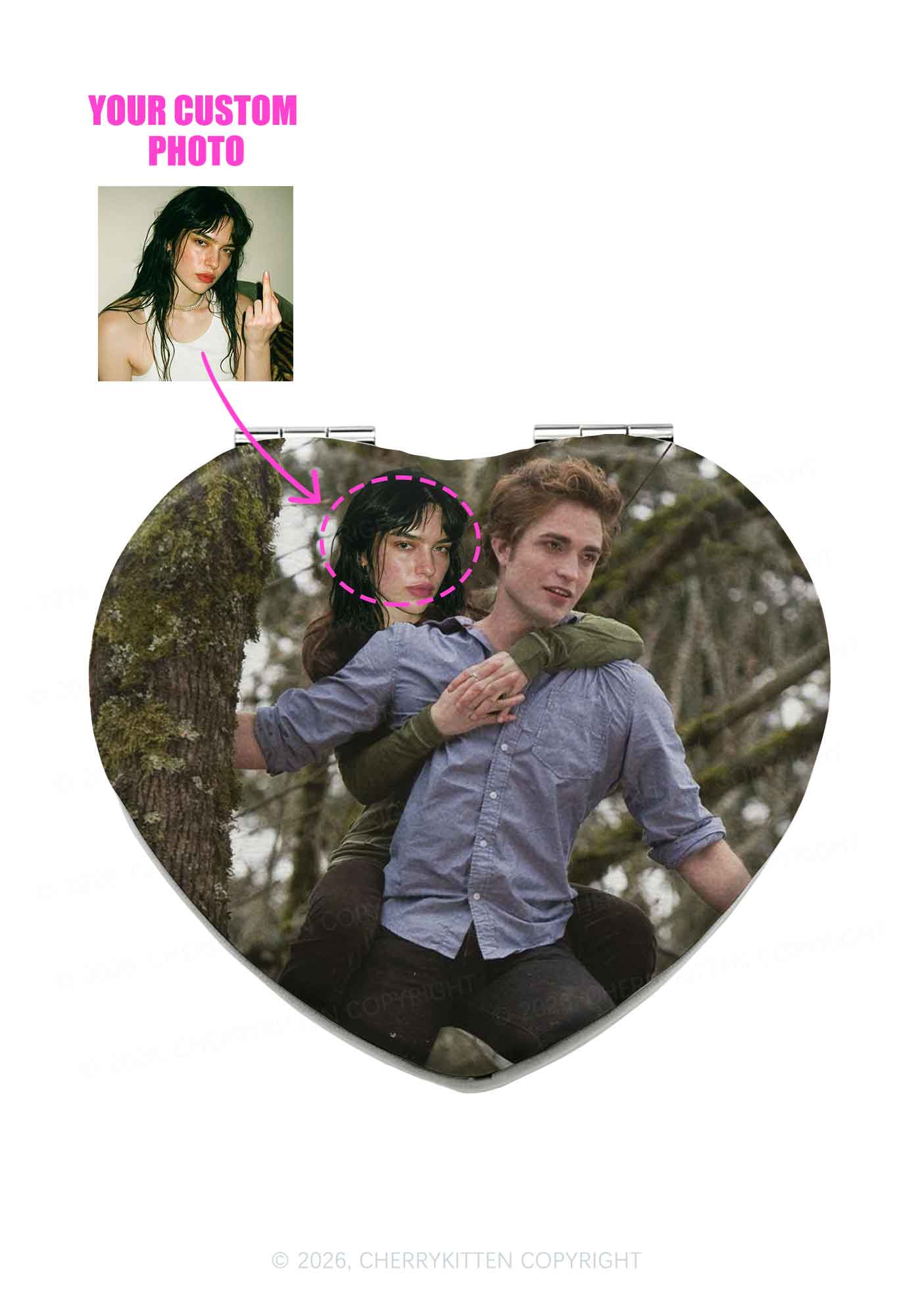Custom Face Y2K Folding Makeup Mirror Cherrykitten