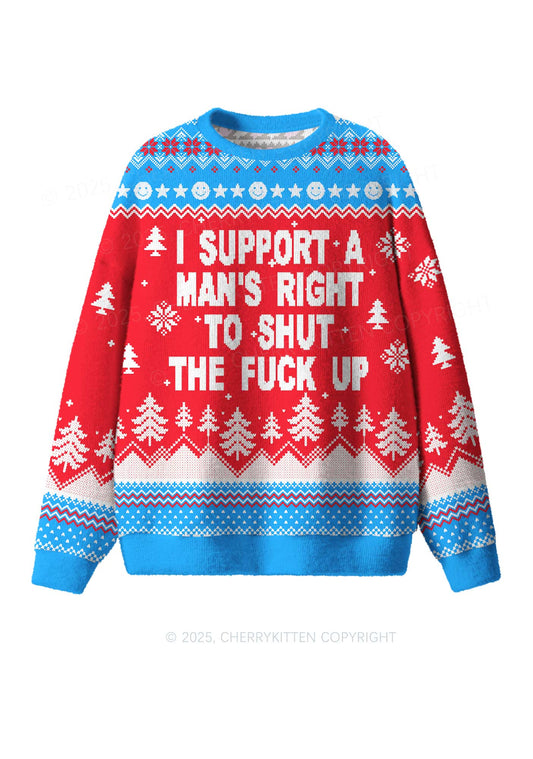 I Support A Mans Right Y2K Christmas Knit Sweatshirt Cherrykitten