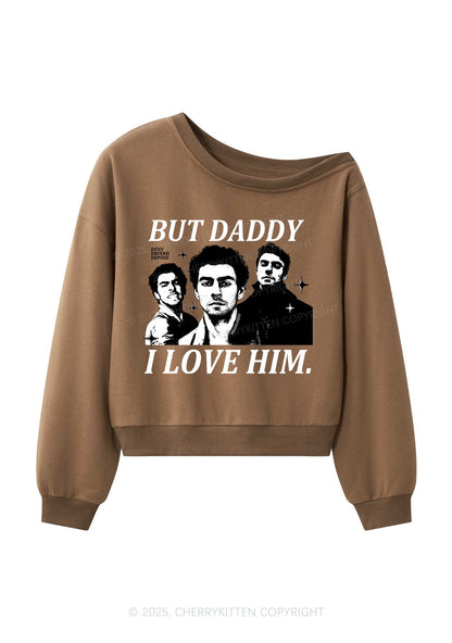 Daddy I Love Luigi Y2K Off Shoulder Sweatshirts Cherrykitten