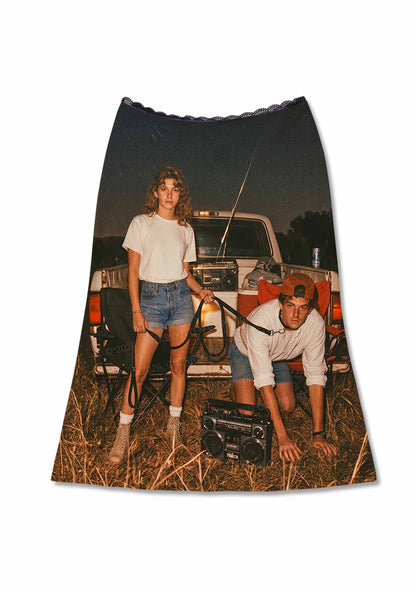 Outdoor Pet Boy Y2K Print Midi Skirt Cherrykitten