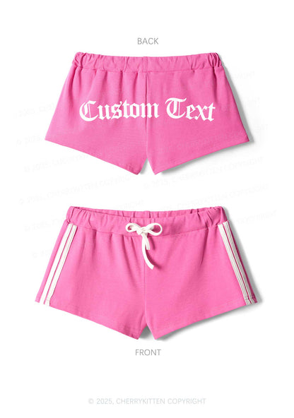 Custom Gothic Text Y2K Drawstring Mini Shorts Cherrykitten