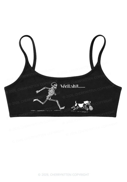 Halloween Skeleton Chase Dog Y2K Super Crop Cami Cherrykitten