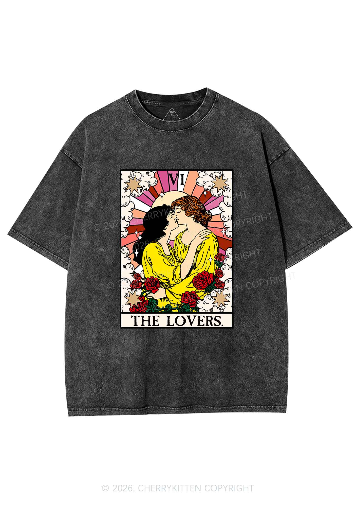Kissing Lesbians Pride Y2K Shirts Washed Tee Cherrykitten