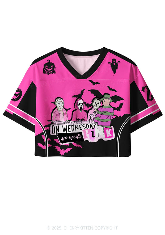 Custom Halloween We Wear Pink Y2K Crop Sport Jersey Shirts Cherrykitten