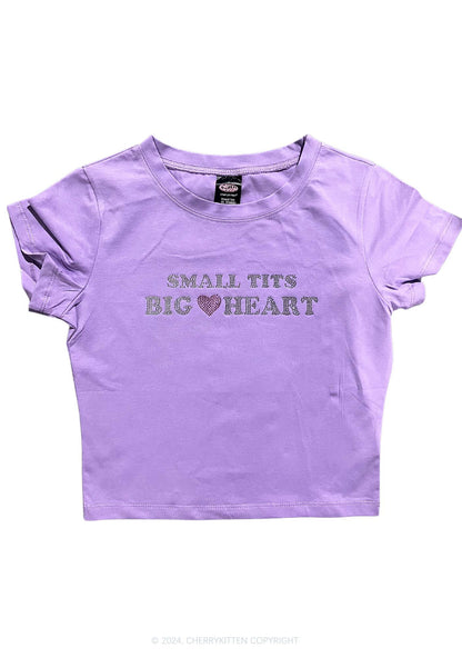 Rhinestone Big Heart Y2K Baby Tee Cherrykitten