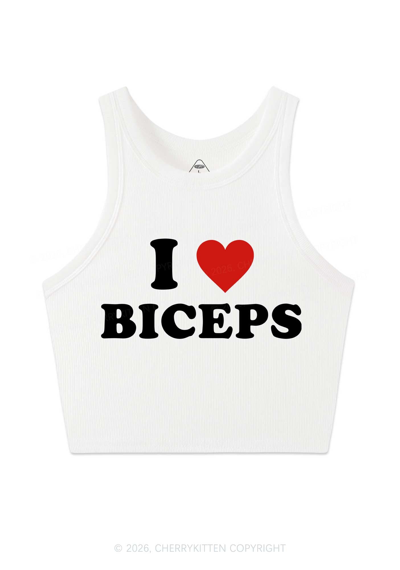 I Love Biceps Valentine's Day Y2K Crop Tank Top Cherrykitten