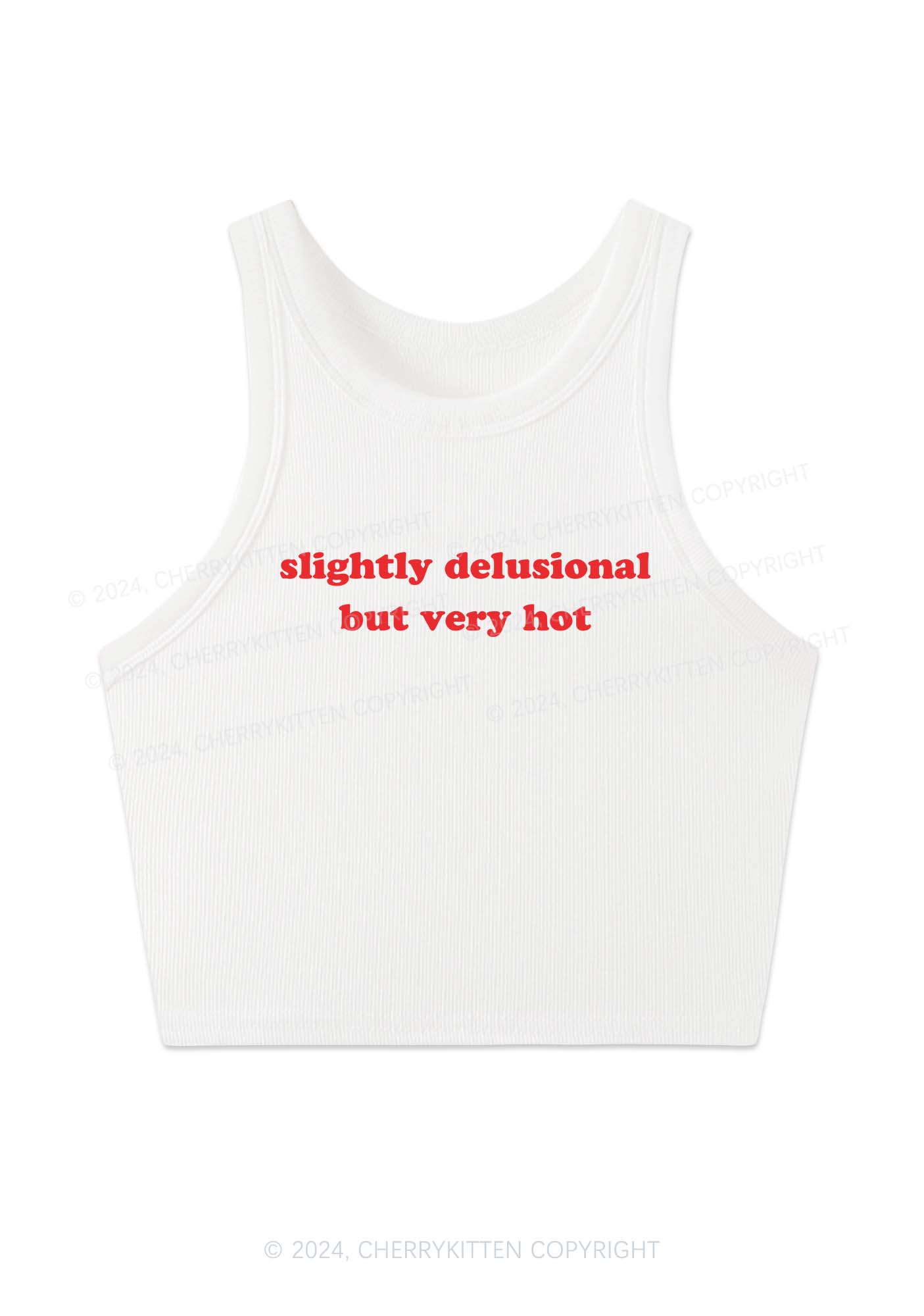 Slightly Delusional But Very Hot Y2K Crop Tank Top Cherrykitten