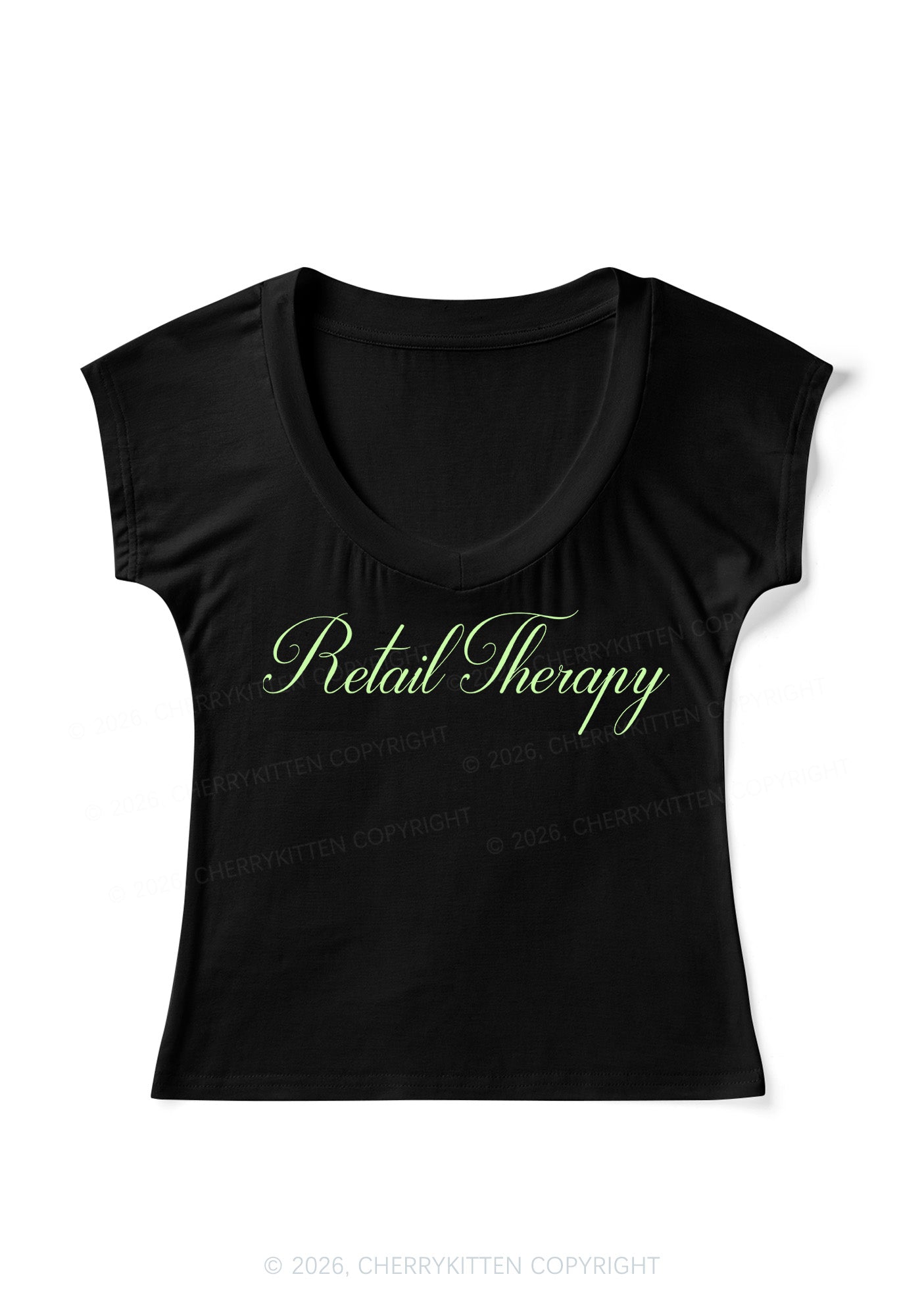 Retail Therapy Y2K V Neck T Shirts Cherrykitten